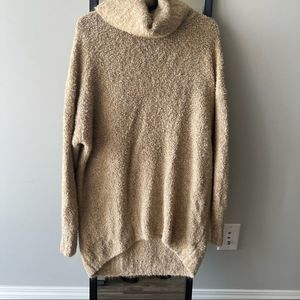 Gap Cozy Boucle Turtleneck Sweater, chunky, XS, tan, 25% merino wool, NWOT